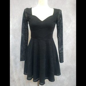 Material Girl Black-Netted Lace Skater Dress, Size M